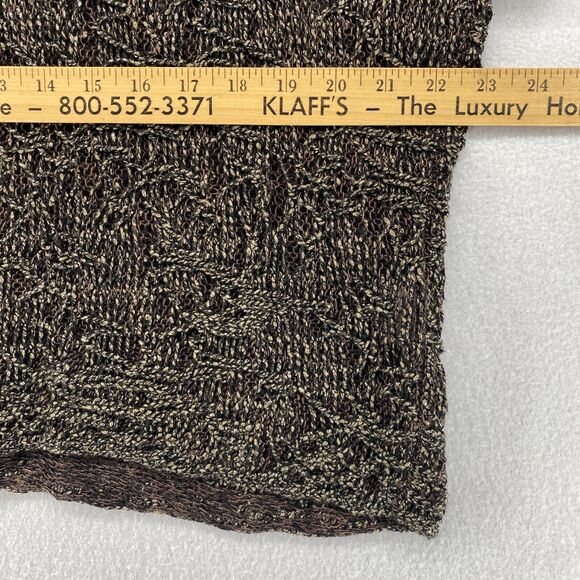 EILEEN FISHER Sweater XS Wrapped Sparkle Pullover Short Sleeve Brown Gold - Picture 11 of 14